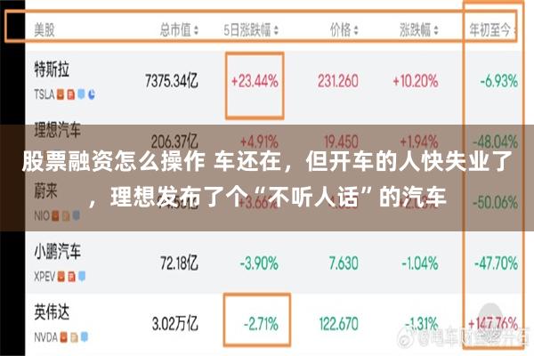 股票融资怎么操作 车还在，但开车的人快失业了，理想发布了个“不听人话”的汽车