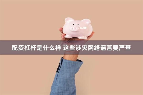 配资杠杆是什么样 这些涉灾网络谣言要严查
