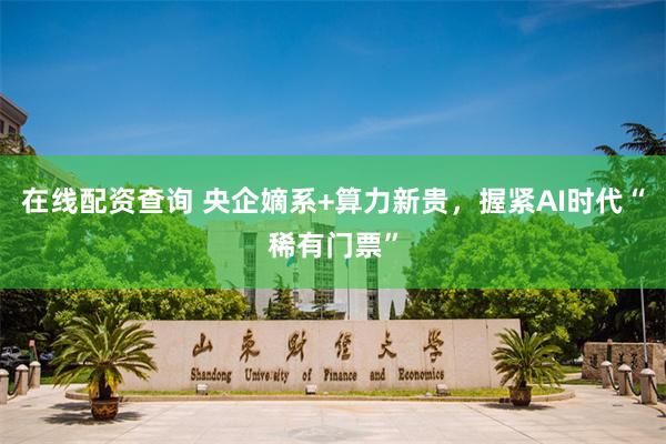 在线配资查询 央企嫡系+算力新贵，握紧AI时代“稀有门票”