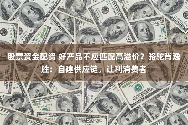 股票资金配资 好产品不应匹配高溢价？骆驼肖逸胜：自建供应链，让利消费者